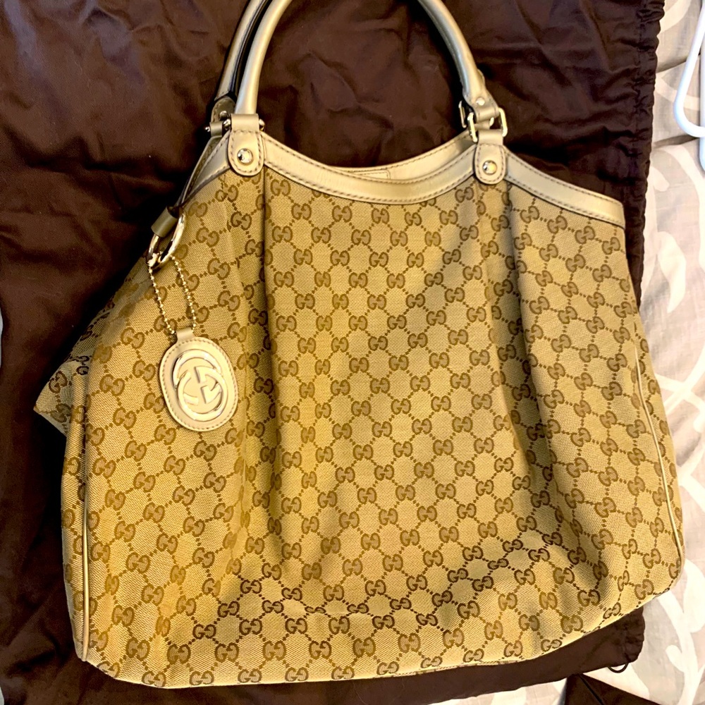 Gucci Large Sukey Guccisima tan canvas